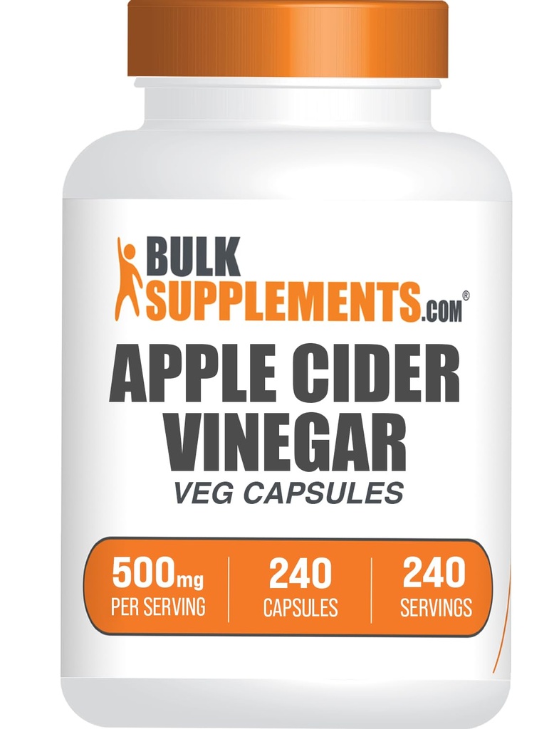 BulkSupplements.com Capsules de vinaigre de cidre de pomme - Capsules de vinaigre de pomme, Suppléments de vinaigre de cidre de pomme, vinaigre de cidre de pomme 500mg - Sans gluten, Capsule par portion, 240 Capsules (paquet de 1)