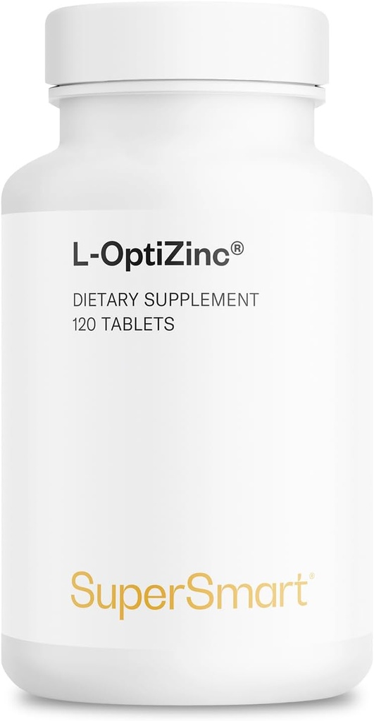 SuperSmart - L-OptiZinc 30mg pro Tag (gemalt & hochverfügbar) - Zink-Methionin-Ergänzung - Natural Sweet Taste | Non-GMO & Gluten Free - 120 Tabletten