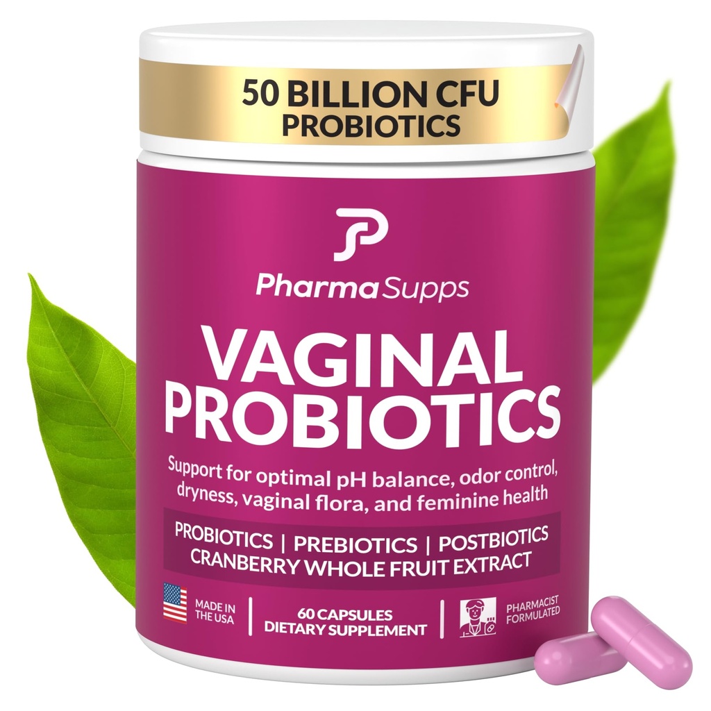 Femmes Probiotiques pour la santé vaginale de 50 milliards d'UCF avec probiotiques, prébiotiques, postbiotiques et canneberges pour l'équilibre du pH, soutien UTI, levure, santé des Guts, odorat, sécheresse et confort féminin