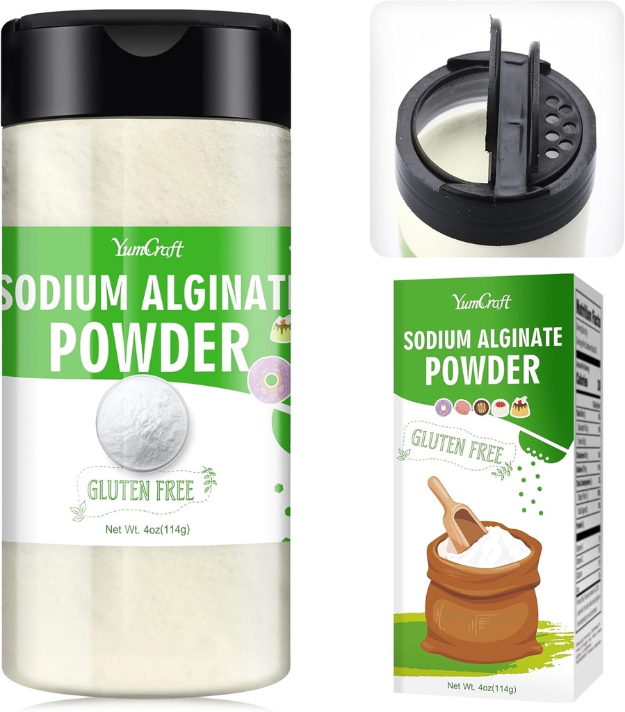 Natriumalginat-Pulver - 4oz reines Natriumalginat Food Grade Thickener Powder, natürliches Geliermittel für Desserts, Caviar Spheres Making, Eiscreme, Meatloaves, Vegan-Stabilisator zum Backen, Verdicken