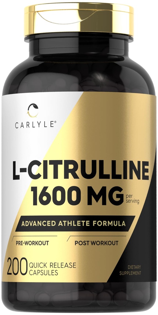 Carlyle L Citrulline Supplément de 1600mg de 200 capsules en poudre pour les hommes et les femmes