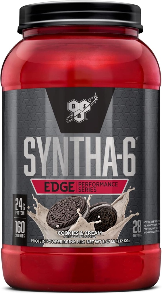 BSN SYNTHA-6 Poudre de protéines de bord, avec lactosérum hydrolysé, caséine micellaire, Isolat de protéines de lait, faible sucre, 24g de protéines, biscuits N crème, 28 portions