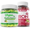 Vegane Eisengummis mit Vegan Multivitamin für Männer mit Eisen, Vitamin B12, A, D3, K2, Algae Omega 3, Magnesium, Zink