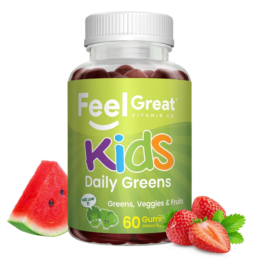 Feel Great Super Green Gummies pour les enfants.