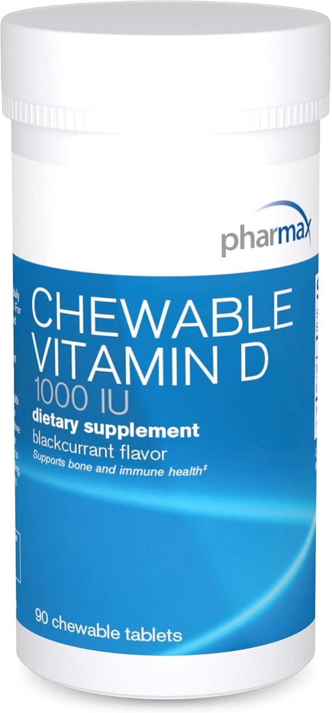 Pharmax Kaubares Vitamin D (1000 IU) | Unterstützt die Entwicklung und Wartung von Knochen und Zähnen | 90 Kautabletten