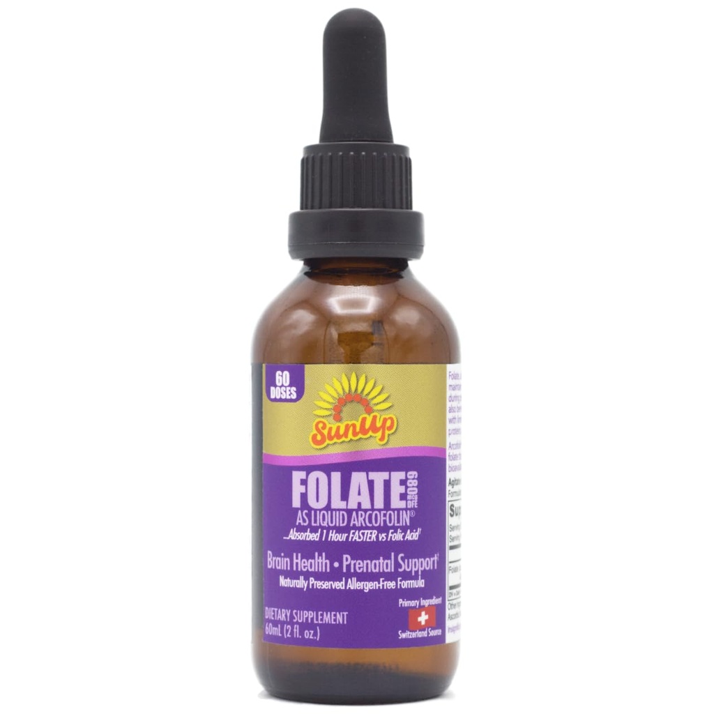 SunUp Fond de méthyle liquide Source suisse Formule naturelle Prénatale + Soutien à la santé cérébrale