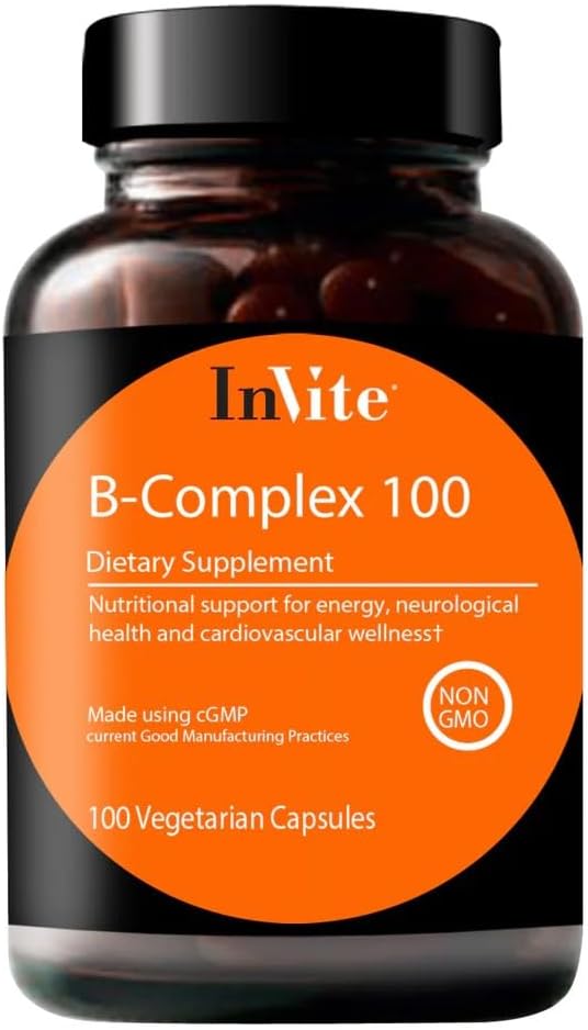 Invite Health B-Complex 100 - Unterstützt Stimmung, Energie, Immune Gesundheit & Gesamt Wellness - 100 Tage Versorgung - 100 Vegetarische Kapseln