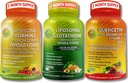 Ensemble complet d'antioxydants et immunosupport - Vitamine liposomique C 1500mg + Glutathion liposomique 500mg + Quercetine avec Bromelain, Zinc et Vitamine C – Vegan, Formules d'absorption améliorée