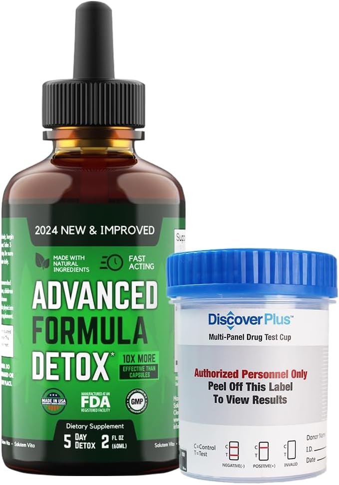 Salutem VitaTM Liquid Advanced Formula Detox - Kit de désintoxication avec coupe d'essai: supplément alimentaire liquide pour le nettoyage total du corps - supplément pour l'élimination des toxines - 1 paquet - 2 Fl Oz (20 portions)