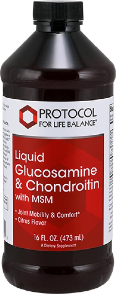 PROTOCOLE POUR LA BALANCE VIE Glucosamine liquide et chondritine avec MSM - Soutien conjoint - Chondritine MSM Supplément - Sans oeufs et sans lait - 16 fl oz