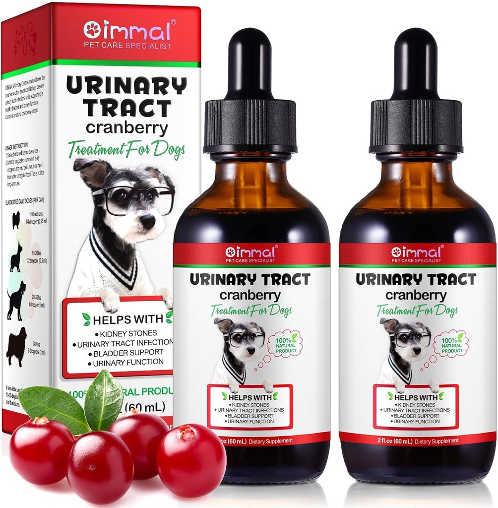 Hunde-UTI-Behandlung - Harnweg-Infektion Behandlungen, Nieren + Blasen-Supplement, Natürliche Cranberry-Extrakt für Hunde, unterstützt Harn- und Verdauungsgesundheit (2 Fl Oz (Pack von 2))