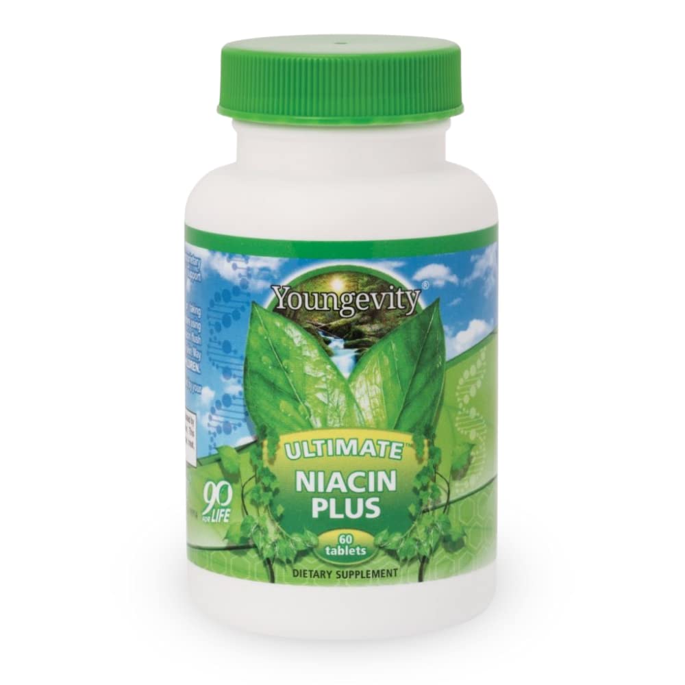 Youngevity Ultimate Niacin PlusTM - 500 mg mit proprietärer Mischung aus Arjuna Bark, Hawthorn Berry, & Nattokinase - 60 Tabletten (Pack von 1)