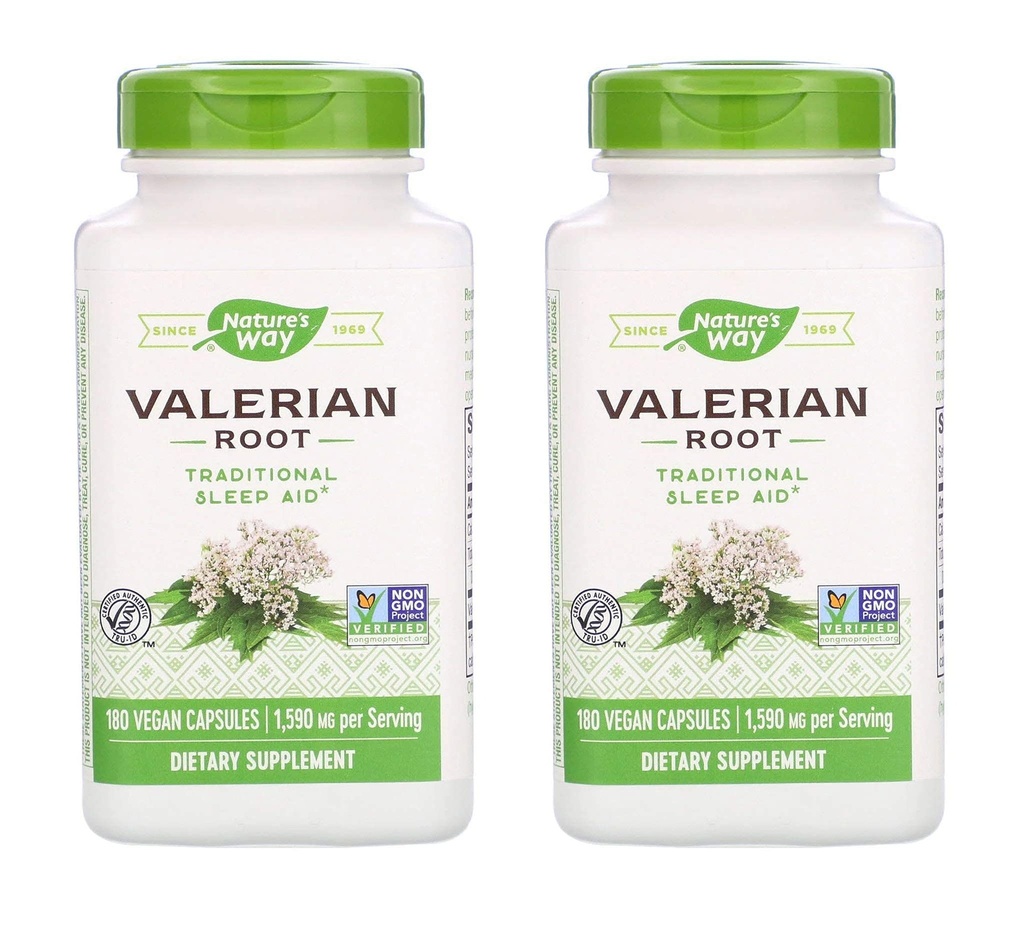 Nature's Way Valerian Root 1,590 Milligramme Traditionelle Schlafhilfe als Nahrungsergänzung (180 Vegan Kapseln) Pack von 2