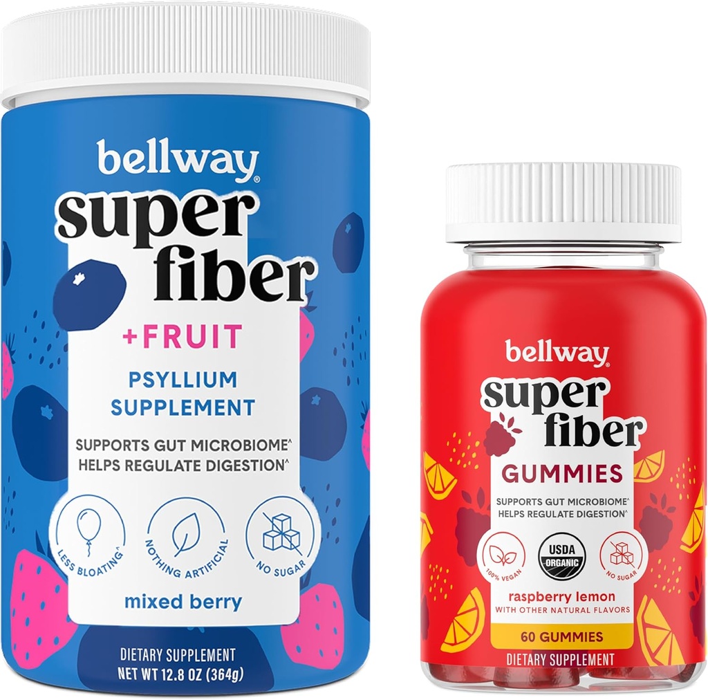 Bellway Super Fiber Powder + Frucht, gemischte Berry Super Fiber Gummis