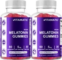 Vitamatic Melatonin Gummi - (2.5 mg 5 mg & 10 mg Doses) - 60 Count Every - (Pack von 2)