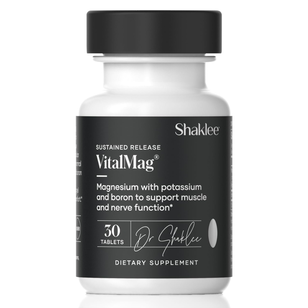 Shaklee -Sustained Release VitalMag - Magnesium-Ergänzung für Nerve, Muskel und Herzgesundheit - Kalium & Boron Blend - Unterstützt Herz-Kreislauf-Gesundheit - Einfache Verdauung - 30 Tabletten