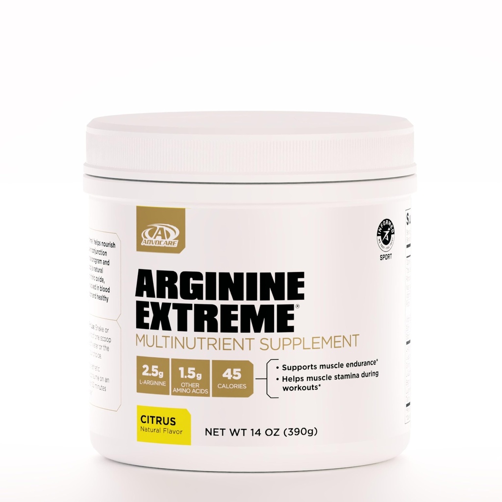 AdvoCare Arginine Extreme Multinutrient Supplement - Pre-Workout Aminosäuren Supplement - Unterstützt Stamina & Endurance* - Inklusive Vitamin B-12, L-Arginin & Mehr - Citrus, 14 oz