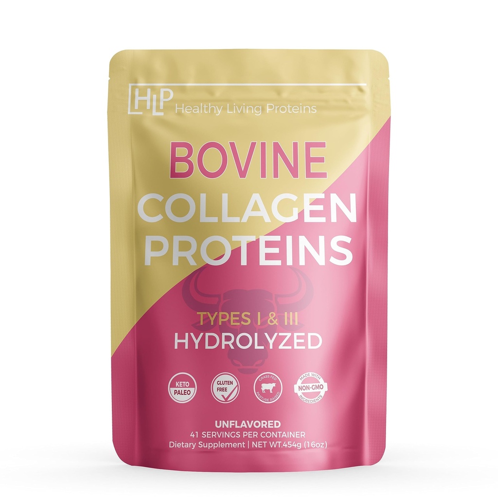 Protéines de vie saine - Bovin hydrolysé - Colagène protéique de type 1 et 3 non aromatisé - Poudre de collagène - Foie herbacée, broyée - Peptides de la viande bovine - Keto et Paléo - Sans gluten (non aromatisé 16 oz)