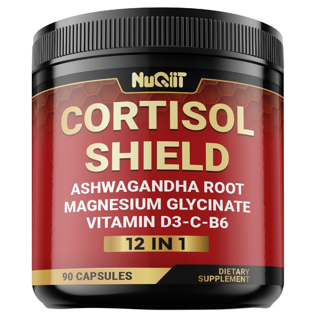 Bouclier de cortisol 12en1 - Ashwagandha et Magnésium et 10 Plus - 90 Capsules