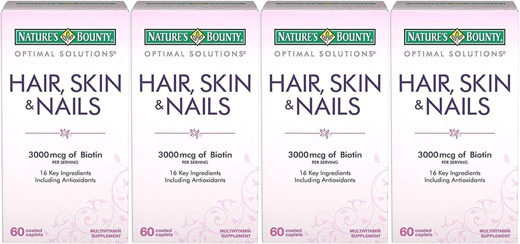 Nature's Bounty Hair, Skin and Nails Caplets 60 ea (Pack of 4)