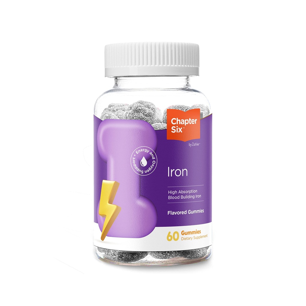 Zahler Chapter Six Iron Gummies, Eisenergänzung mit Vitamin C für Erwachsene, Kosher, 60 Flavored Gummies (10MG)