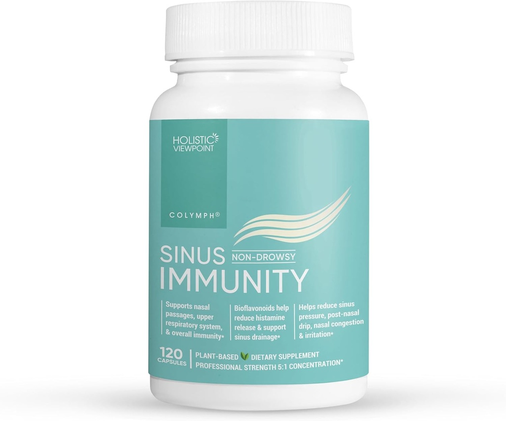 CoLymph® Sinus Immunität: Kräuterergänzung mit Quercetin, Bromelain, Berberine, Nettle, Natürliche Unterstützung für Sinus Congestion, Druck & Irritation, Saisonale Nase & Immunpflege, 120 Vegan Kapseln