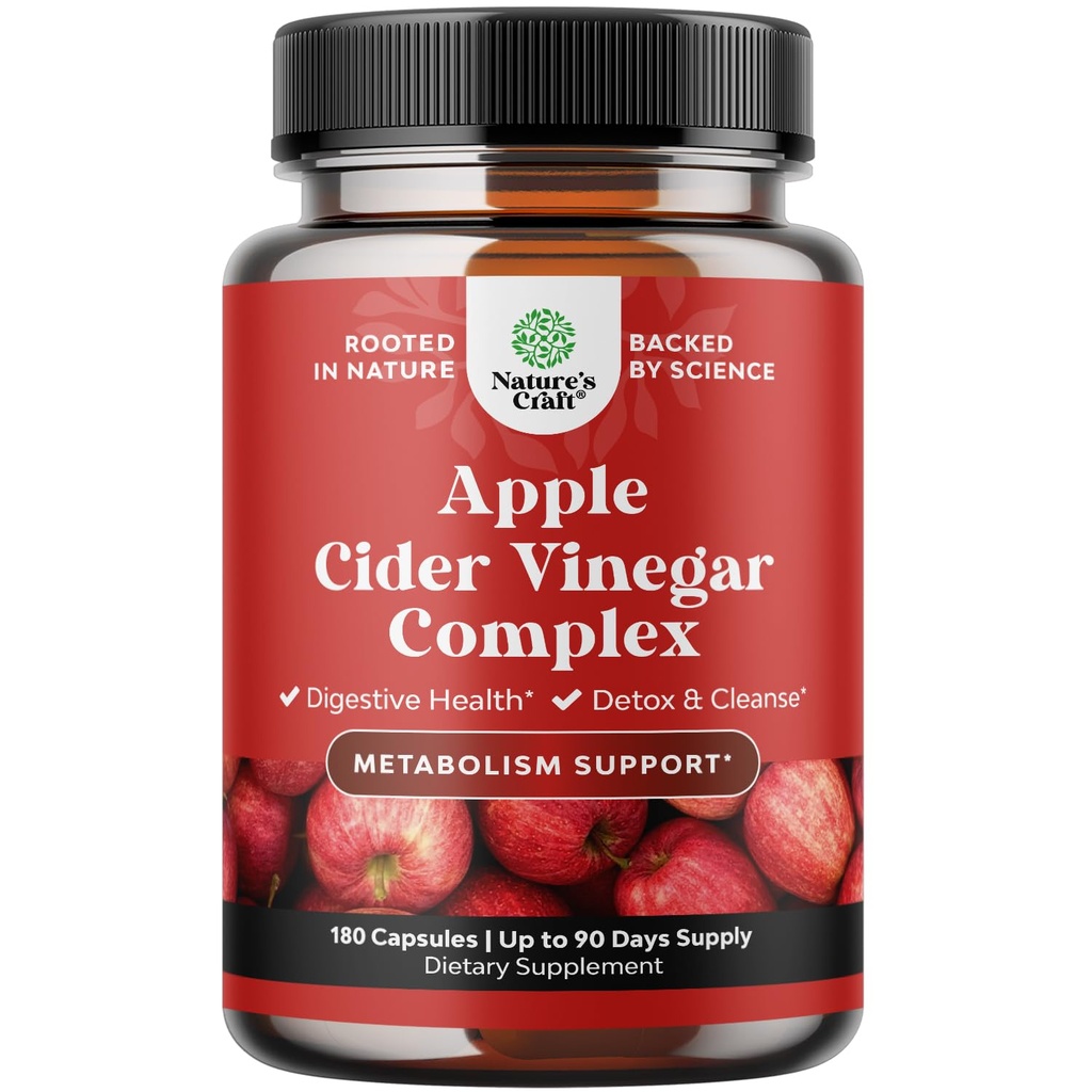 Nettoyer les capsules de vinaigre de cidre de pomme - ACV Deep Cleanse and Detox Pills for Gut and Digestive Health with Slimming Cayenne - ACV Extra Strength pour Funger Gut Cleanse et Full Body Detox 180 Compte