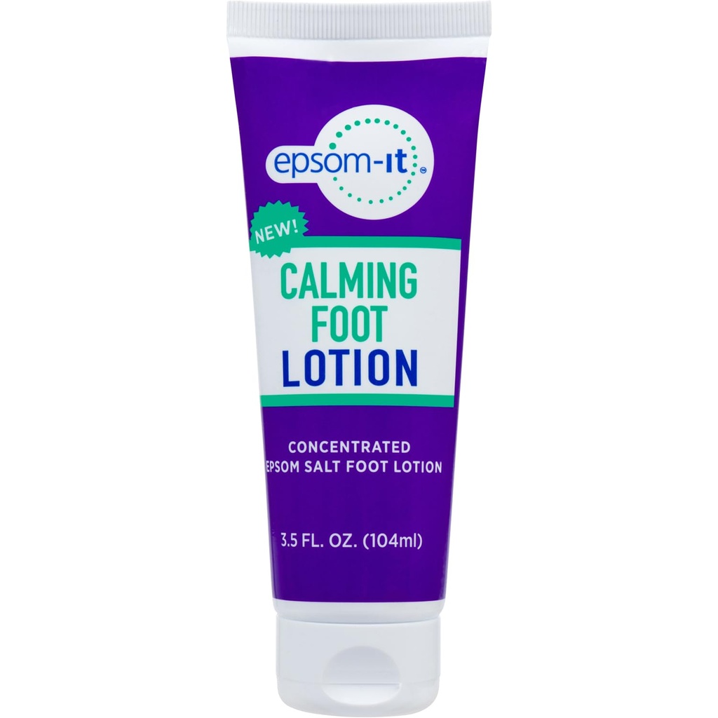 Epsom-It Calming Foot Lotion - topische Magnesiumcreme für müde Füße & Knöchel, Epsom Salt Magnesium Sulfat Rub mit Harnstoff, weichen Tough Skin & Cracked Heels, Schwierigkeit in Beinen, Knie und Füße, 3.5oz