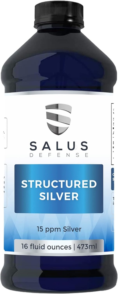 Argent Structured Liquid - Supplément de support Immuniciel quotidien avec 15ppm technologie avancée Argent Structured - Tout naturel avec aucun additif - 16 bouteille d'Once