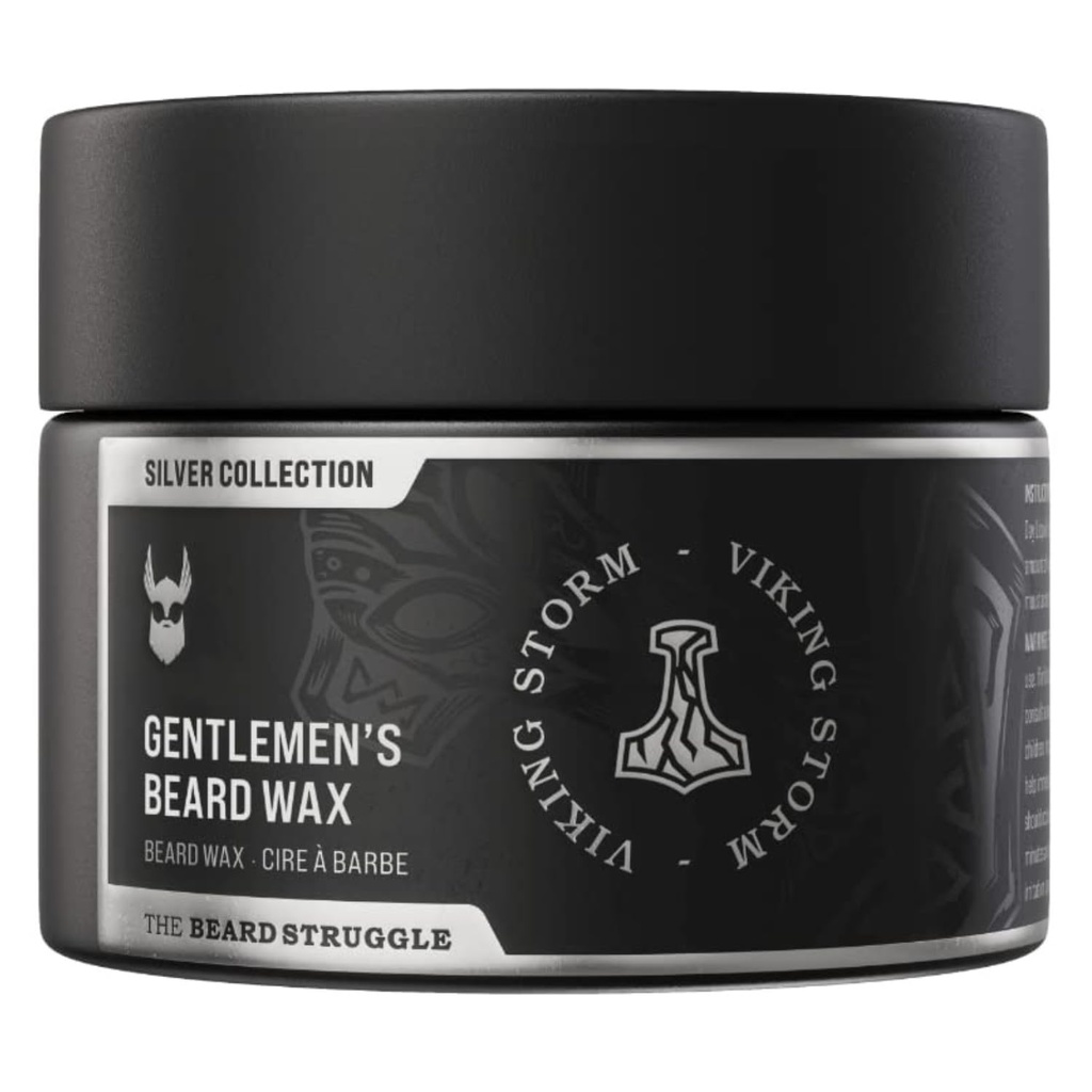 Gentlemen's Beard & Mustache Wax für Herren von Beard Struggle - Viking Beard Wax Hilft Tame Style & Groom - Silver Collection, Viking Storm - Moustache Wax, 50g / 1.76 US.