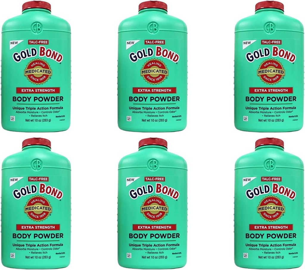 Gold Bond Body Powder Medicated Extra Strength - 10 Unze, Pack von 6, Talc-Free