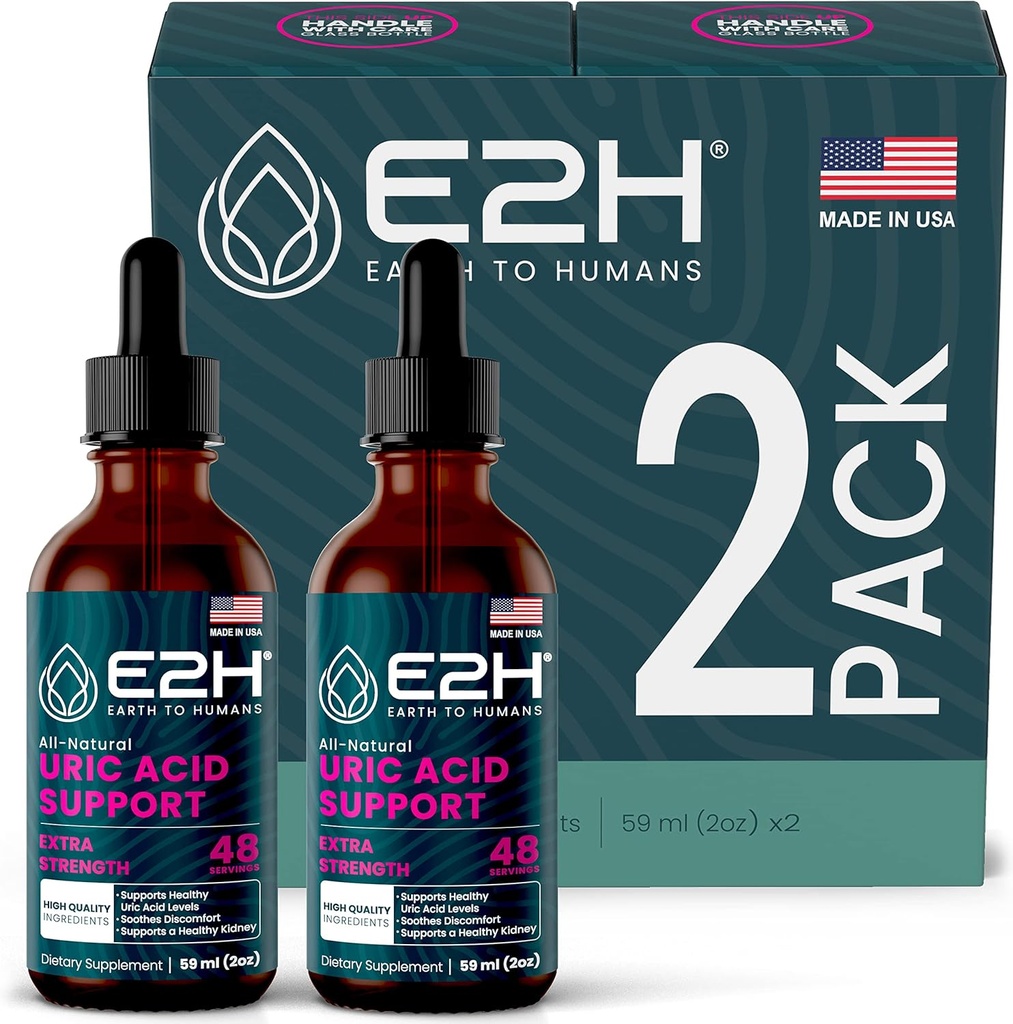E2H Uric Acid Support Supplement - Tart Cherry und Teufelskralle - Unterstützt Uric Acid Health und Nieren Funktion Non-GMO - Vegan - (2 Flaschen)