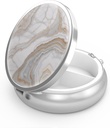 Pill Box 3 Compartiment petit cas de pilule, Portable pour la poche ou la pilule de chasse Organisateur porte-conteneur de pilule pour tenir les vitamines, les médicaments, l'huile de poisson et les suppléments (Gray Marbling Gold)