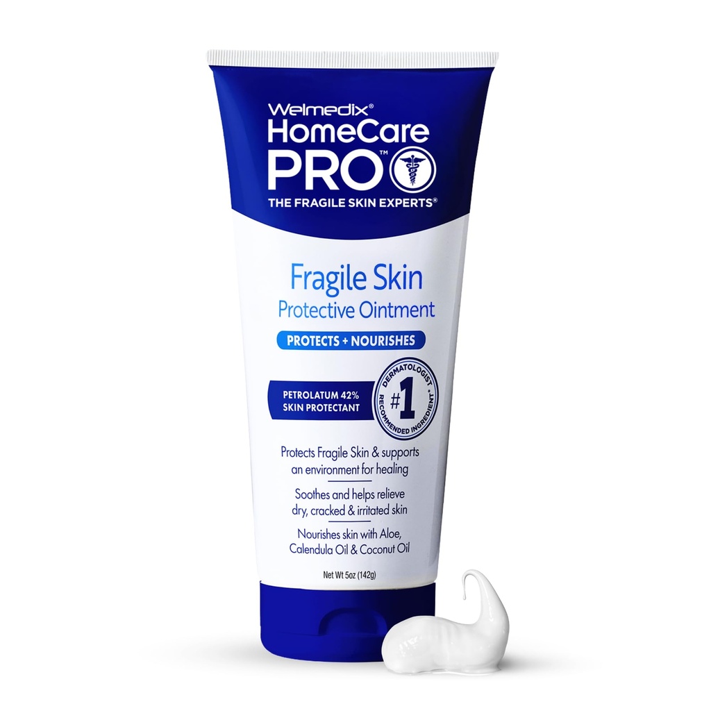 Welmedix Fragile Skin Protective Ointment Hospital Grad Heilung Salbe, Barrier Cream & Skin Protectant w/Calendula für die Behandlung von Eczema, Psoriasis, Dermatitis, Bed Sores, Chafing (5oz Tube)