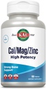 KAL Cal/Mag/Zinc | 1000mg Calcium, 400mg Magnesium & 15mg Zink | Knochen, Muskel, Herz & Immununterstützung | 100ct, 33 Serv