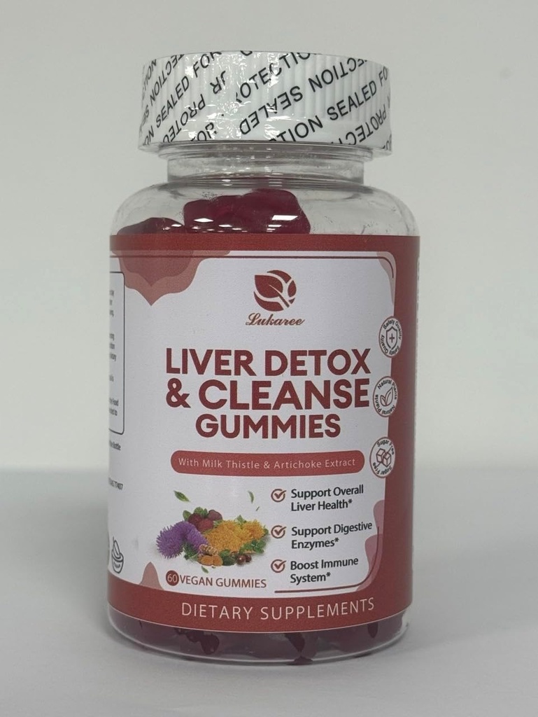 Lukaree Foie Nettoyez le détox et réparez les gommies - Thistle de lait Silymarin, Dandelion, Extrait d'artichaut et Aileron - Pas de sucre, Flaveur de framboises - 180 Compte