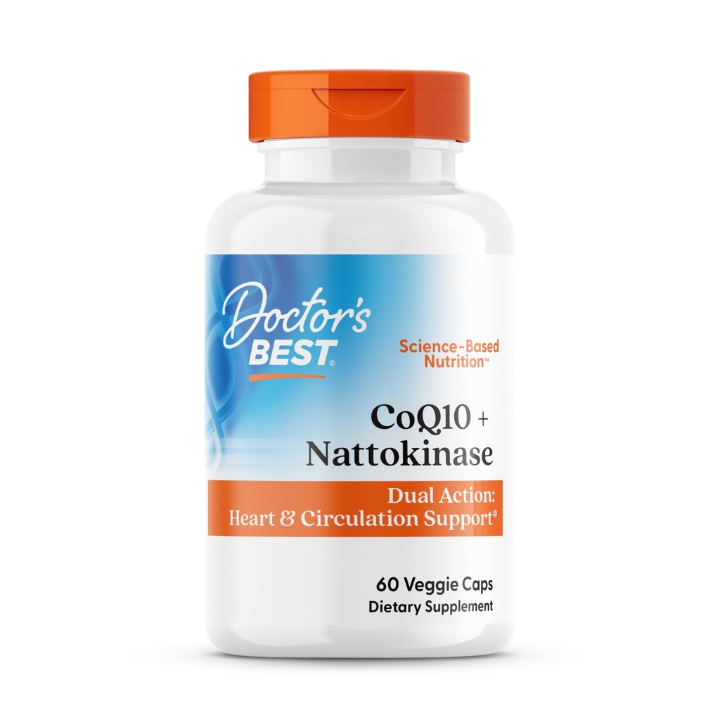 Arzt beste CoQ10 100 mg + Nattokinase 2.000FU, Unterstützt Herz- und Kreislaufunterstützung, Non-GMO, Glutenfrei, Vegan, 60 Veggie Caps