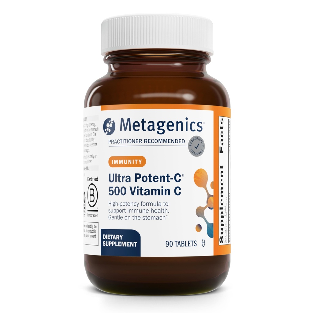 Metagenics Ultra Potent-C 500 - Gepufferte Vitamin C-Ergänzung für Immununterstützung, Antioxidantien-Verteidigung & Collagen-Formation - Gentle, Stomach-Friendly, Non-GMO, Gluten-Free - 90 Tabletten