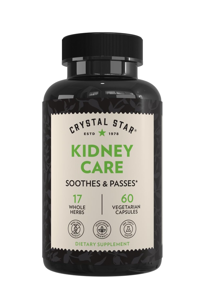 Crystal Star Kidney Care (60 Kapseln) – Kräuterergänzung für Kidney Cleanse, Detox & Support - Stone Root, Gravel Root & Hydrangea Root - Non-GMO
