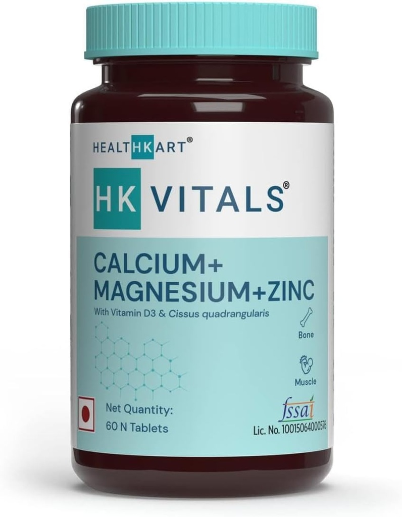 Bio Touch Calcium Magnesium & Zink Tabletten mit Vitamin D3, Kalzium Ergänzung für Frauen und Männer, für Knochen Gesundheit & Gelenk Unterstützung, 60 Calcium Tabletten