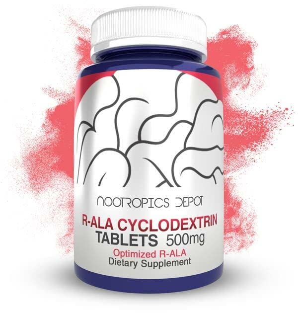 Dépôt de nootropiques R-ALA Comprimés complexes de cyclodextrines : 500 mg Adapté à l'acide lipoïque R-alpha
