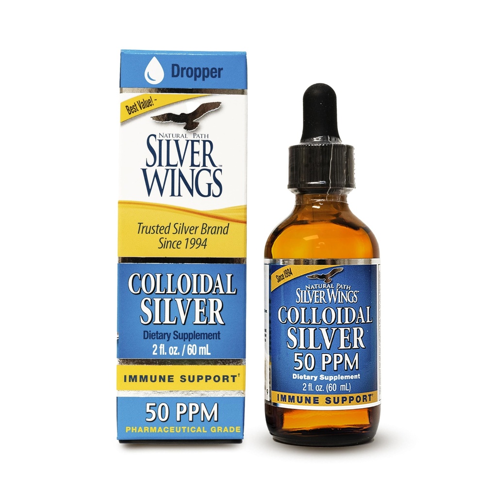 Natural Path Silver Wings Kolloidal Silber 50ppm (250mcg) Immununterstützungsergänzung 2 fl. oz. Dropper