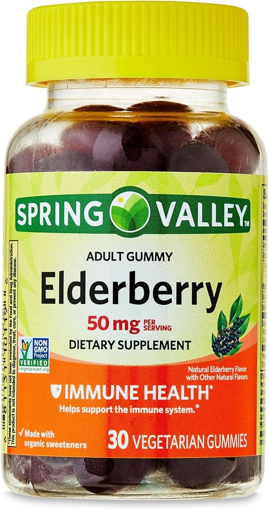 IKJ Elderberry Immune Gesunde Nahrungsergänzung Vegetarische Gummi, 50 mg, 30 Count