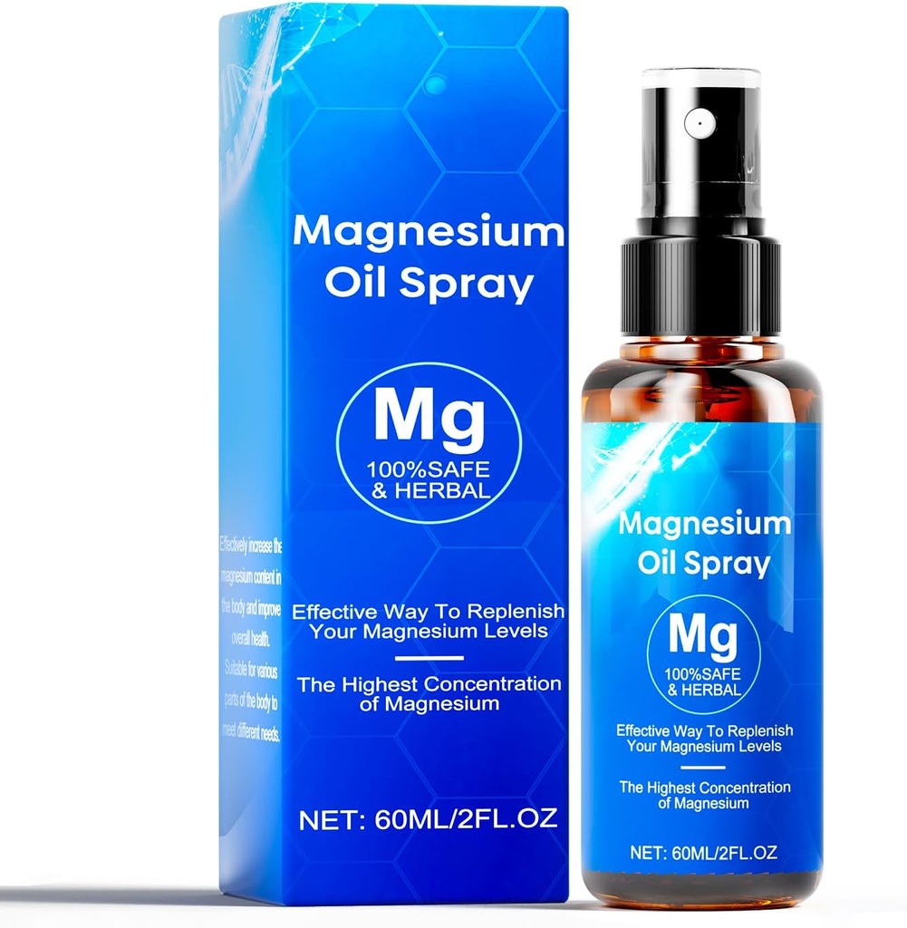 Magnesium Öl Spray, Magnesium Öl Skin & Body Extra Strength, 60Ml reines Magnesium Chloride Öl Spray, Bio natürliches Magnesium Spray, einfach zu absorbieren und zu verwenden