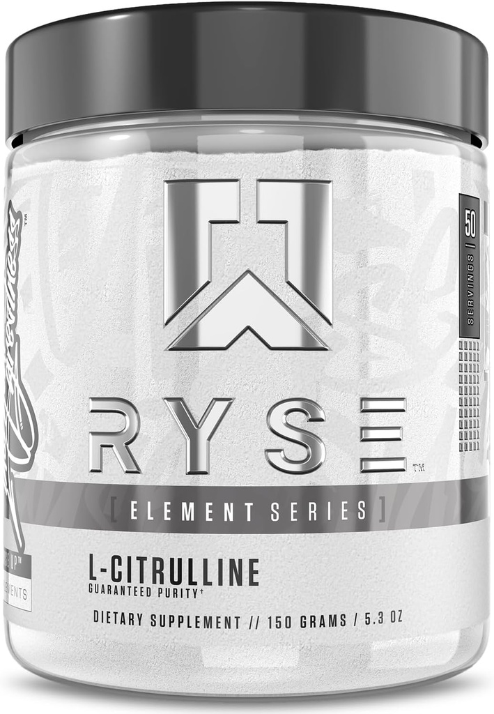 Série d'éléments RYSE Powder L-Citrulline de boost Oxyde nitrique et augmentation de la vasodilatation de la pompe, de l'endurance et de la performance de 50 portions