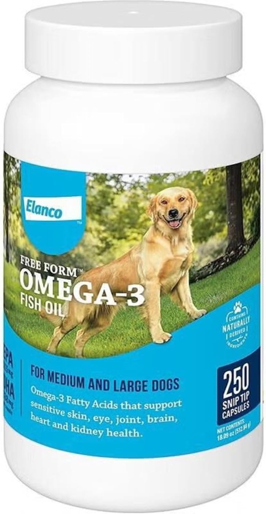 Kostenlose Form Snip Tipps Omega-3 Fish Oil Liquid Supplement für mittlere und große Hunde, 250 Count