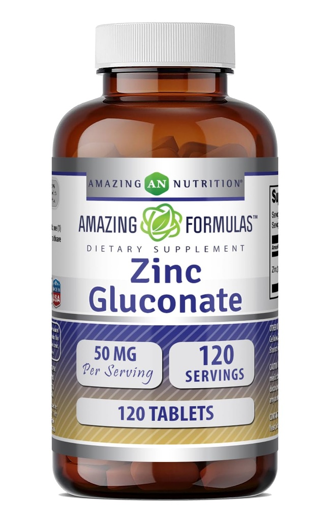 Erstaunliche Formeln Zink Gluconate Supplement | 50 Mg Pro Servieren | Tabletten | Non-GMO | Gluten-Free | Made in USA (120 Count)