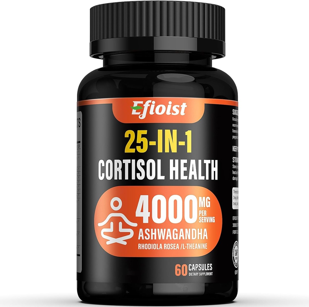 Cortisol Health Supplement, 25-in-1 Cortisol Reducer für Damen und Herren, Cortisol Ergänzungen für mit Ashwagandha, Rhodiola Rosea, L-Theanine, für Stimmung, Fokus, Schlafunterstützung, 2 Kapseln