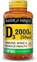 MASON NATURAL Vitamin D3 2.000 IU Ultra Strength, unterstützt Knochendichte, Stärke und Immungesundheit, 60 Softgels
