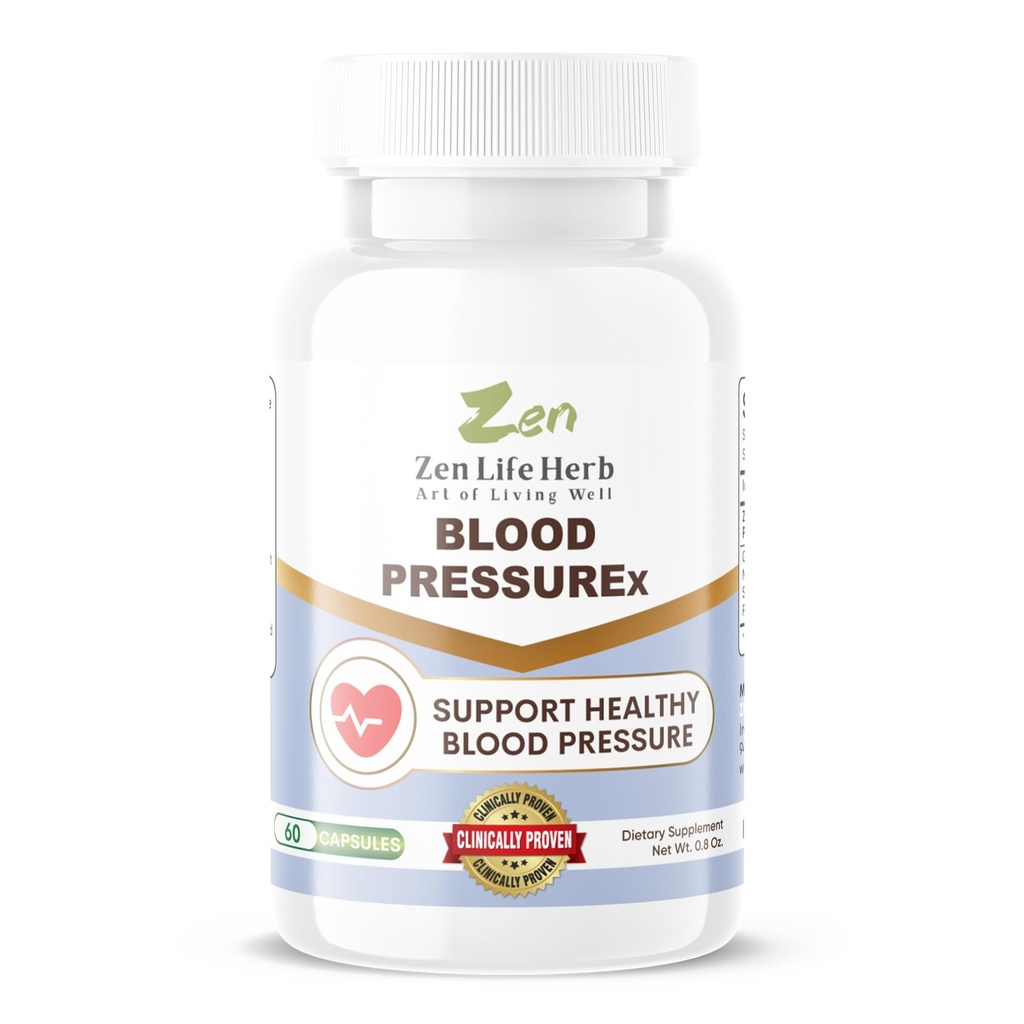 ZEN LIFE HERB Blood PressuRex - Supplément de soutien de la pression artérielle pour la santé cardiaque-Support de la pression artérielle et de la circoncision saine Naturellement Ginseng Plus Blend 100% pur à base de plantes (60 capsules)